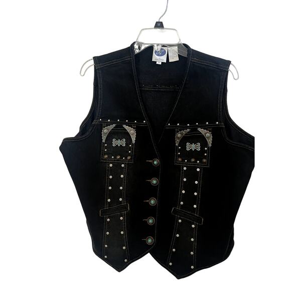 Diane Gilman 1x Fashion Vest cowboy rodeo vntg country plus size colorful denim - Picture 7 of 9